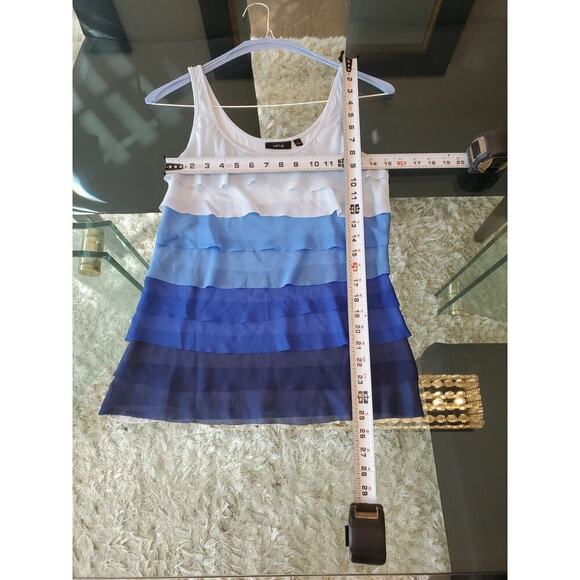 APT.9 Womens Blue Sleeveless Tiered Ruffle Scoop Neck Top Blouse Size Small - Picture 10 of 11